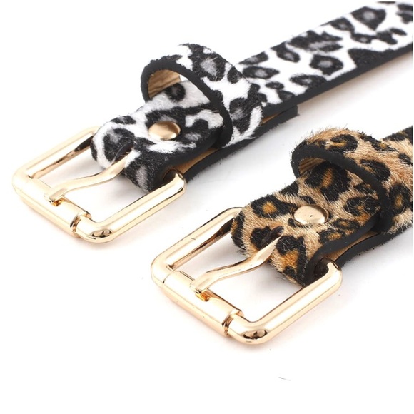 Leather Red Leopard Belt Horsehair & PU S/M - Picture 3 of 4